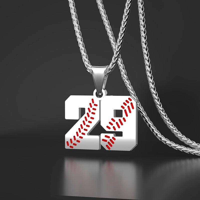 Wikavanli Personalized Baseball Jersey Number 00-99 Necklace - Stainless Steel Baseball Chain Pendant Necklace - Team Jewelry Gift for Boys, Girls, Men, Women - Image 2